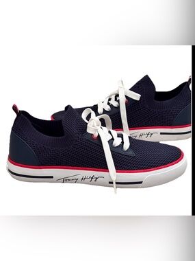Tommy Hilfiger Navy Gessie Stretch Knit  Sneaker size 8 M EUC